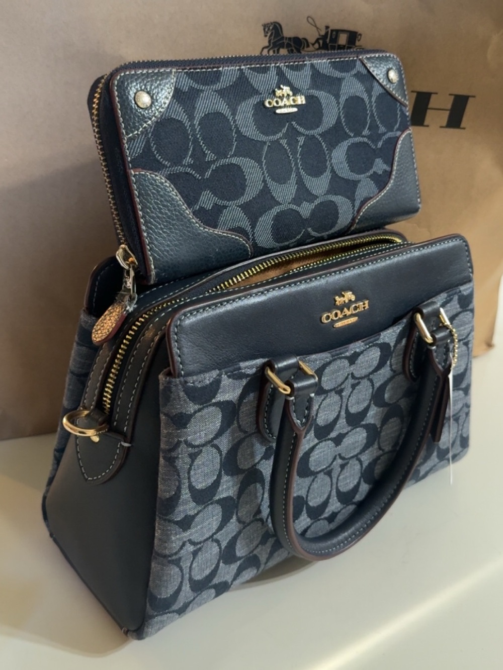 Coach Mini Darcie in Signature Denim Satchel with Matching Wallet - Picture 10 of 11